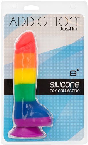 Addiction - JUSTIN 8'' Dildo With Balls - Pride Colours photo