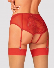 Obsessive - Dagmarie 吊襪帶內褲 - 紅色 - 加細碼/細碼 照片