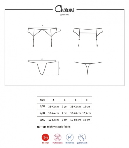 Obsessive - Charms Garter Belt & Thong - Black - S/M photo