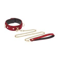 Liebe Seele - Rosy Lamb Leather Collar w Leash - Red photo