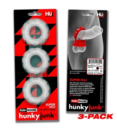 Hunkyjunk - Super Huj 陰莖環三件裝 - 白色 照片