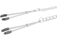 Darkness - Long Nipple Clamps w Chain - Silver photo