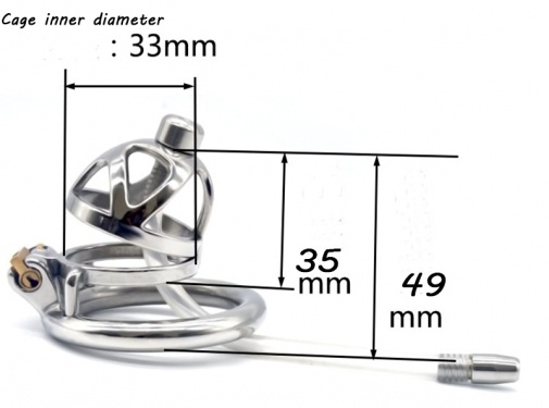 FAAK - Chastity Cage 04 w Catheter 45mm - Silver photo