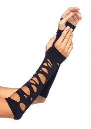 Leg Avenue - Distressed Arm Gloves - Black photo