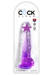 King Cock - 8" Clear Cock w Balls - Purple photo