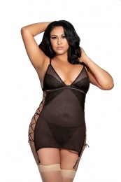STM - Midnight Kiss Chemise Set - Black - Queen Size photo