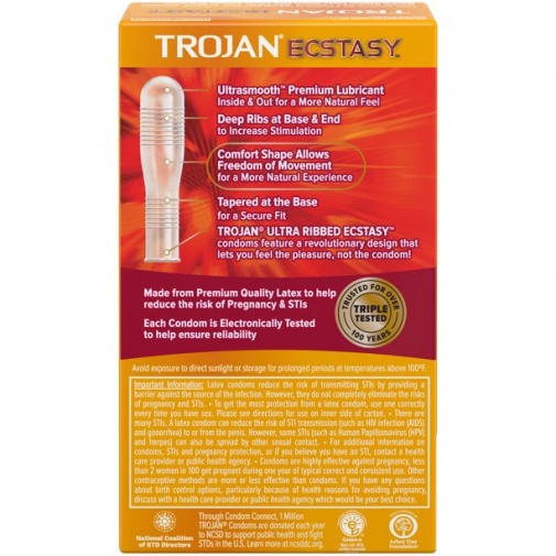 Trojan - Ultra Ribbed Ecstasy 72/52mm 10's Pack photo