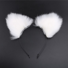 MT - Screwed Tail Plug with Cat Ears - White photo