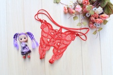 SB - Crotchless Lace Thong - Red photo