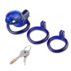 MT - Plastic Chastity Cage w Magic Lock - Blue photo