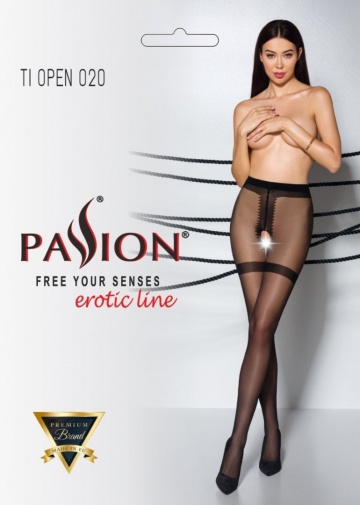Passion - Tiopen 020 Pantyhose - Black - 3/4 photo