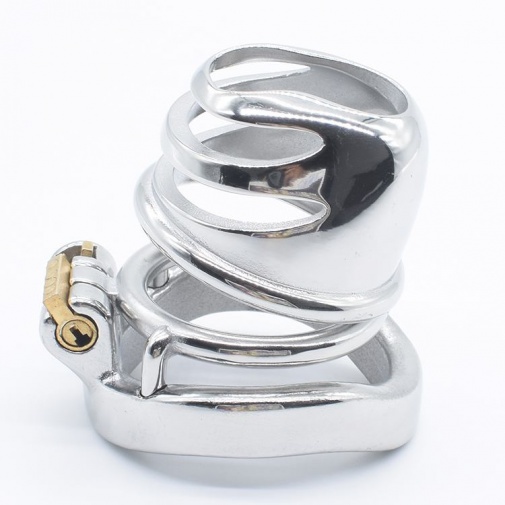 FAAK - Chastity Cage 13 w Curved Ring 45mm - Silver photo