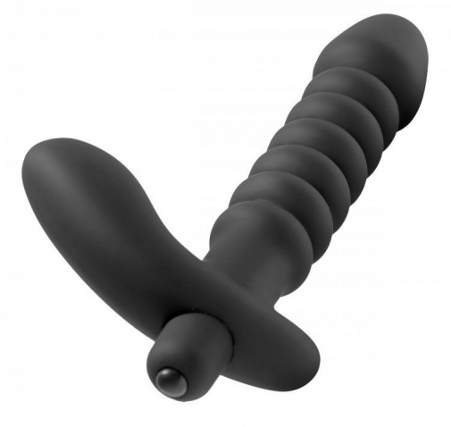 Prostatic Play - 罗纹矽胶前列腺刺激震动器 - 黑色 照片