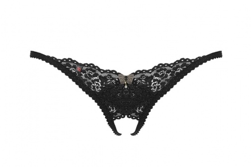 Obsessive - 852-THC-1 Crotchless Thong - Black - S/M photo