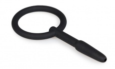 Sinner Gear - Hollow Silicone Penis Plug w Pull Ring - Black photo