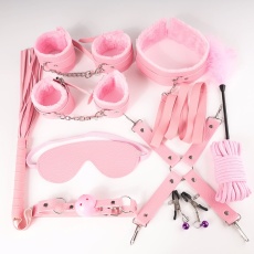 MT - 带绒毛束缚套装 11 件 - 粉红色 照片