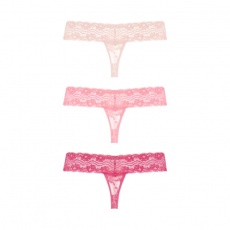 Underneath - Rose 丁字裤套装 3件装 - 粉红色 - 大码/加大码 照片