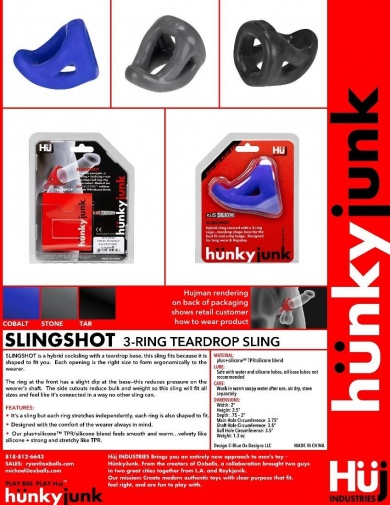 Hunkyjunk - Slingshot Teardrop 立體陰莖環 - 黑色 照片