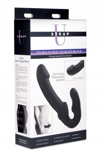 Strap U - Evoke Super Charged Vibrating Strapless Dildo - Black photo