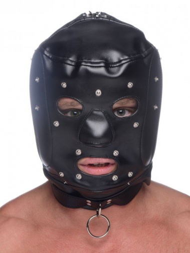 Master Series - Muzzled Universal BDSM Hood with Removable Muzzle - Black photo