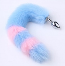 MT - 尾巴後庭塞 連貓耳朵 - 粉紅色/藍色 照片