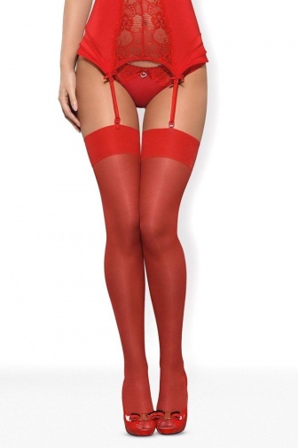 Obsessive - S800 Stockings - Red - L/XL photo