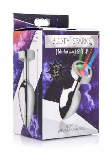 Booty Sparks - Light Up Anal Plug M-size - Silver photo