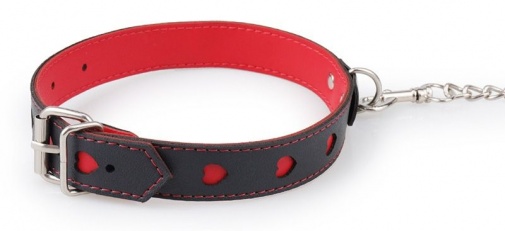 MT - Heart Collar w Leash - Black/Red photo