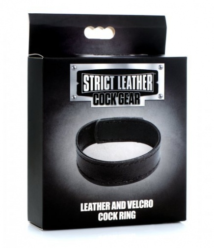 Strict - Leather Velcro Cock Ring - Black photo