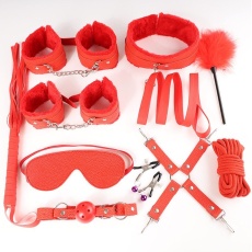 MT - 带绒毛束缚套装 11 件 - 红色 照片