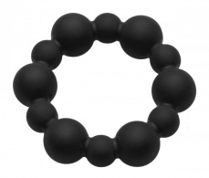 Master Series - Shadow Silicone Beaded Cock Ring - Black photo
