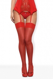 Obsessive - S800 Stockings - Red - S/M photo