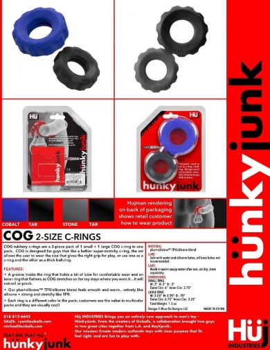 Hunkyjunk - Cog 阴茎环两件装 - 黑色/灰色 照片