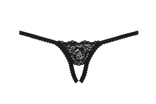 Obsessive - 852-THC-1 Crotchless Thong - Black - S/M photo