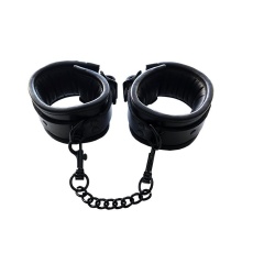 Rouge - Leather Padded Wrist Cuffs - Total Black  photo