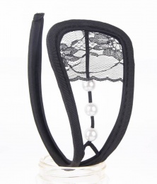 Ohyeah - Lace C-String w Pearls - Black photo