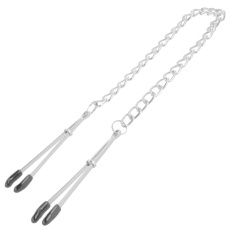 Darkness - Long Nipple Clamps w Chain - Silver photo