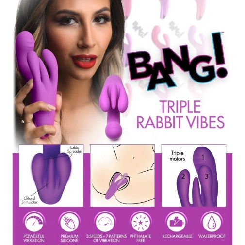 Bang! - Triple Rabbit Vibrator - Purple photo