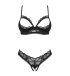 Obsessive - Serafia 半罩式胸罩 開襠式內褲 兩件裝 - 黑色 - 中/大碼 照片-5