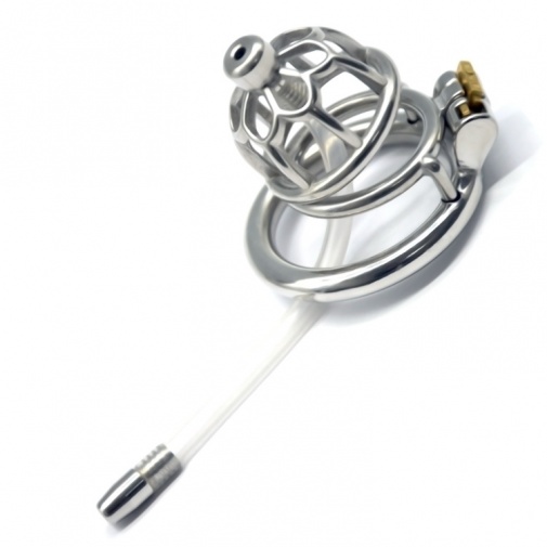 FAAK - Chastity Cage 01 w Catheter 45mm - Silver photo