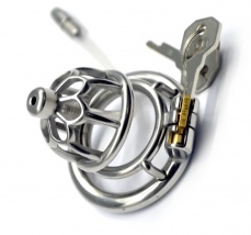 FAAK - Chastity Cage 01 w Catheter 45mm - Silver photo