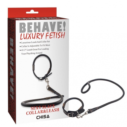 Chisa - Sexy Slave Collar & Leash - Black photo