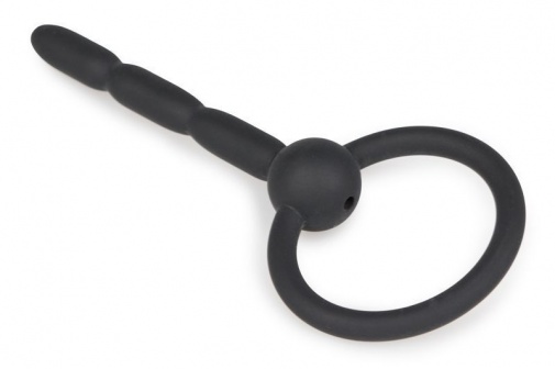 Sinner Gear - Ribbed Hollow Silicone Penis Plug - Black photo