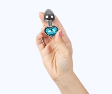 Secret Play - 心型寶石金屬後庭肛塞 細碼 - 藍色 照片