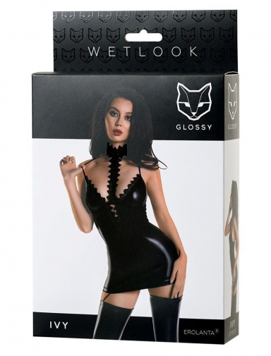 Glossy - Ivy Wetlook Dress - Black - M photo