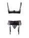 Ohyeah - Open Bra Set w Garter Panty - Black - XL photo-11