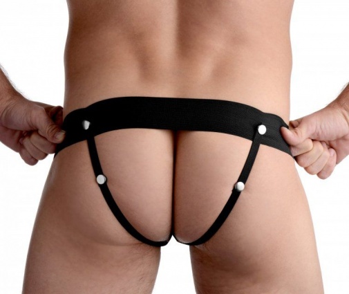 Master Series - Pumper Inflatable Hollow Strap-On - Black photo