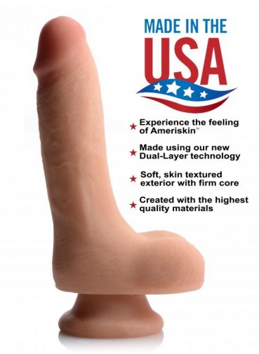 USA Cocks - 7″ Ameriskin Dual Layer Dildo - Flesh photo