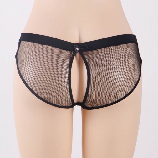 Ohyeah - Open Back Hipster Panties - Black - XL photo