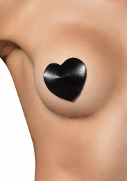Leg Avenue - Padded Satin Heart Nipple Cover - Black photo